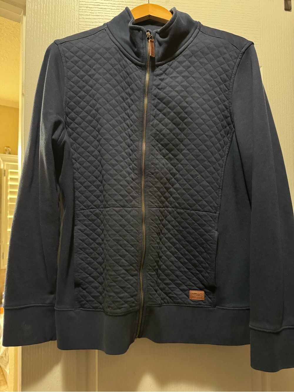 L.L. Bean Quilted Navy Full-Zip Bomber Jacket